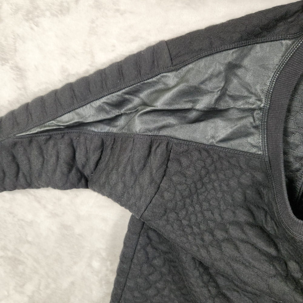 La Classe Couture Black Textured Mini Sweatshirt Dress S Faux Leather Details - Picture 11 of 11